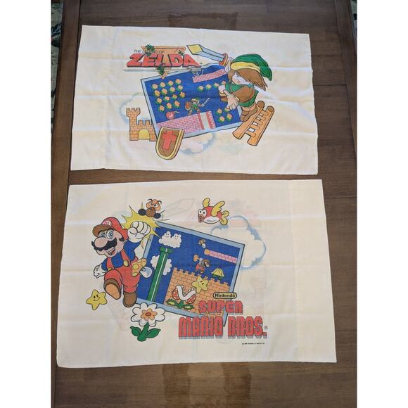 1988 Nintendo Super Mario Legend Zelda Twin Sheet Set Flat Fitted 2 Pillowcases - Picture 7 of 10